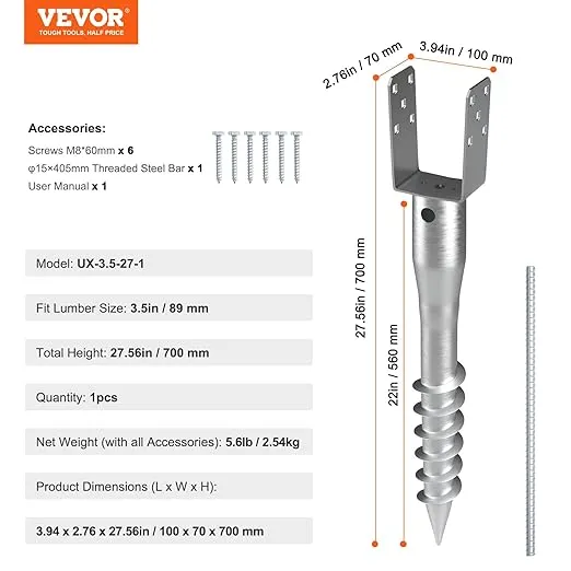 VEVOR No Dig Ground Anchor DIY Screw in Post Stake