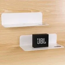 White Acrylic Floating Shelves Wall Mounted Set of 2 - Easily Expand Wall Space