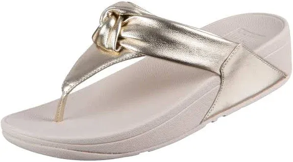 FitFlop Women's Lulu Padded-Knot Metallic-Leather Toe-Post Sandals