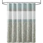 Shower Curtain, Geometric Textured Embroidery Design with Built-in Liner, Mod...