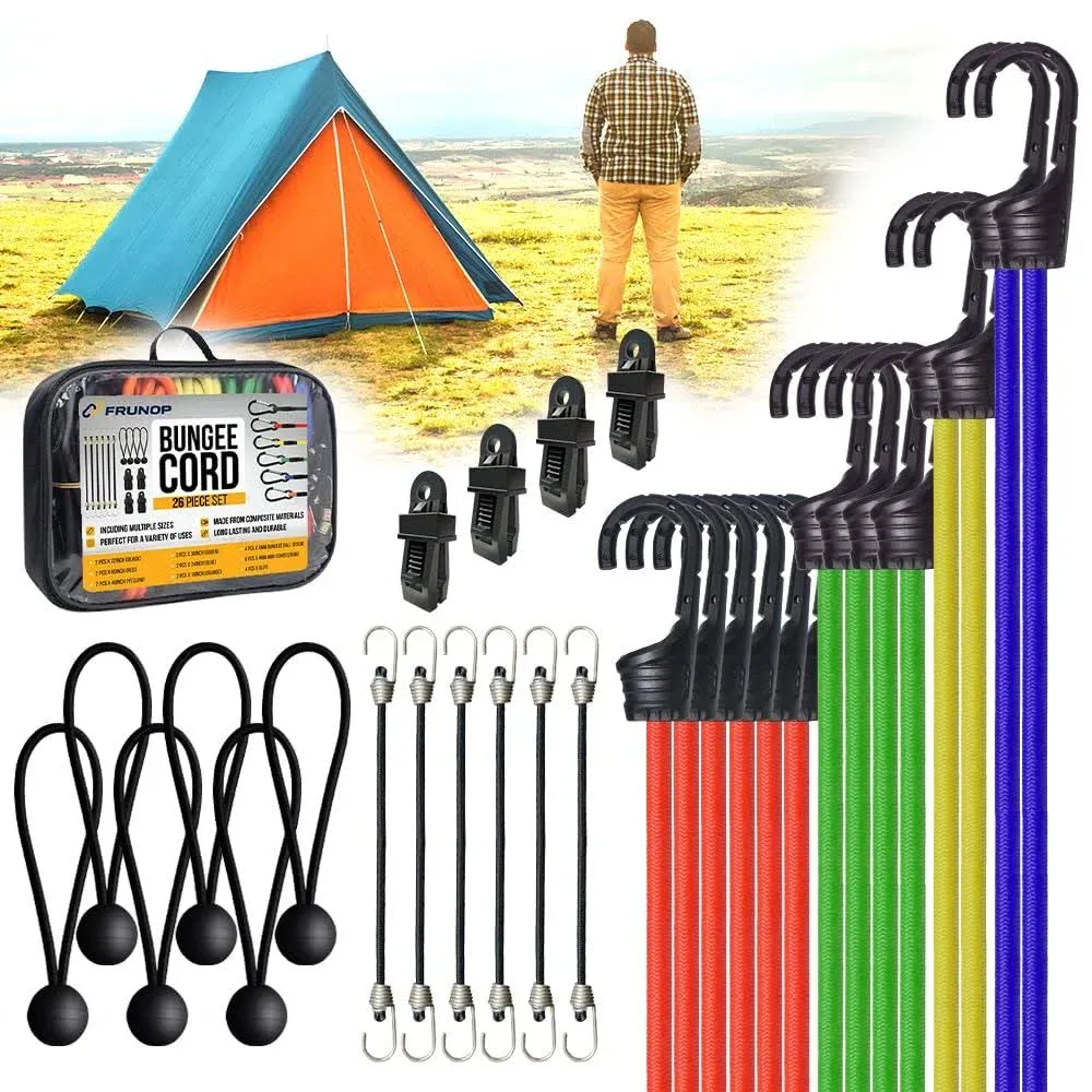 30-Piece Assorted Bungee Cords with Hooks Set Includes 18&#034;, 24&#034;, 32&#034;, 40&#034;