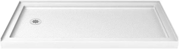 SlimLine 34 in. D x 60 in. W x 2 3/4 in. H Left Drain Single Threshold Shower Base in White,