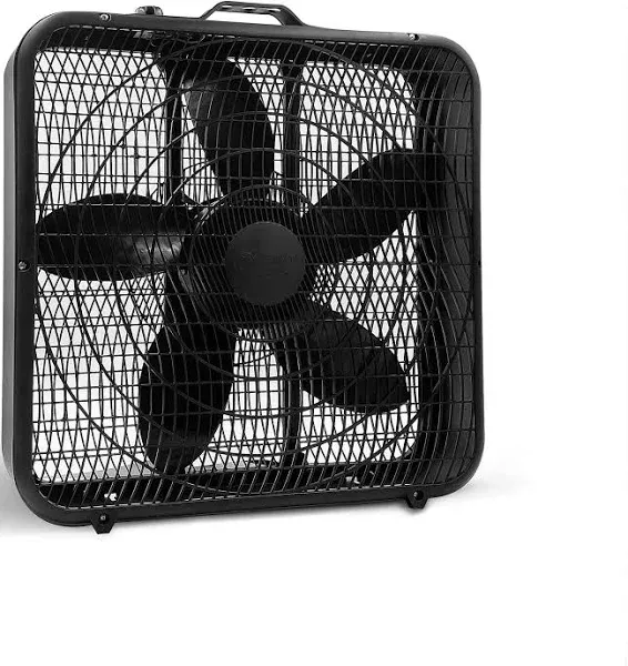 Comfort Zone Box Fan with Carry Handle, 20 inch, 3 Speed Full-Force Air Circulation with Air Conditioner, Floor Fan, Bedroom Fan, Airflow 15.03 ft/sec, Ideal for Home, Bedroom & Office, CZ200ABK