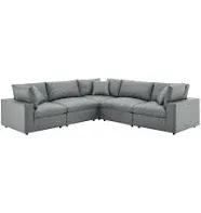 Modway Commix Down Filled Overstuffed 4 Piece Sectional Sofa Set in Pure White