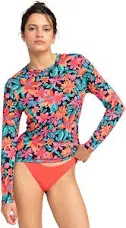 Roxy Sea Skippin Floral Printed Long Sleeve UPF 50 Rashguard