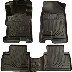 2007 Toyota Prius Front and Second Row Floor Mats, Black, Made Of Rubberized/Thermoplastic, Hatchback 98521 by Husky Liners®