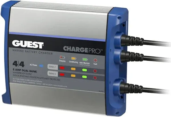 Guest On-Board Marine Boat Battery Charger 8A /12V-2 Bank -120V Input BRAND NEW