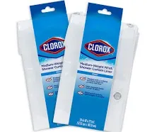 CLOROX Shower Curtain Liner, Premium Medium-Weight Durable Waterproof 6g PEVA for Bathroom with Weighted Magnets, Standard Size 72" x 72", Clear 2 Pack