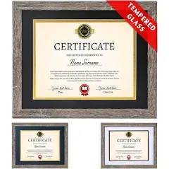 Diploma Frame Tempered Glass - Document Frames 8.5x11 with Mats(Navy, Black, Wh