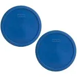 Pyrex 7401-PC 3-Cup Lake Blue Round Plastic Lid, Made in USA - 2 Pack