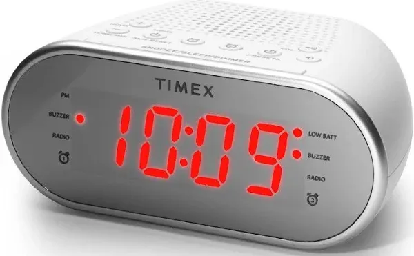 Timex AM/FM Dual Alarm Clock Radio 1.2&#034; Green Display &amp; Line-In Jack Manuf Refur