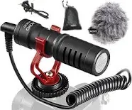 Movo VXR10 Universal Video Microphone with Shock Mount, Deadcat Windscreen, Case