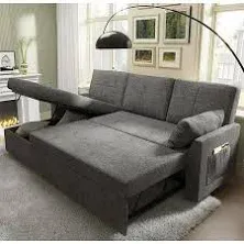 Sofa Bed, Sleeper Sofa with Storage Chaise-2 in 1 Pull Out Couch Bed for Living Room, Sectional Couch with Pull Out Bed Gray