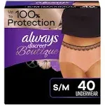 Always Discreet Boutique Adult Incontinence & Postpartum Underwear for Women, Disposable, Maximum Protection, Peach, Small/Medium, 20 Count x 2 Pack