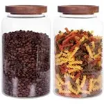 Leaves and Trees Y Large Glass Jar with Airtight Lid Set of 2 93 fl OZ(2750ml) Glass Canister Set, Glass Food Containers Wooden Lid Suit for Kitchen