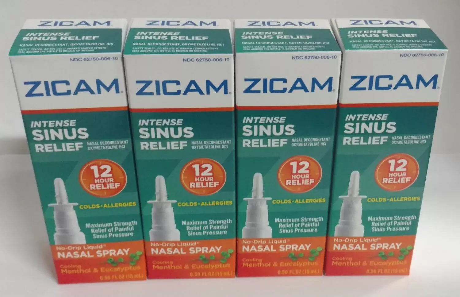 4 Pack - Zicam Intense Sinus Relief Liquid Nasal Spray 0.50 oz