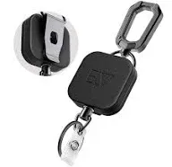 ELV Retractable ID Badge Holder: Heavy Duty Metal Retractable Keychain Badge Reel with Carabiner Belt Clip - 31” Strong Cord