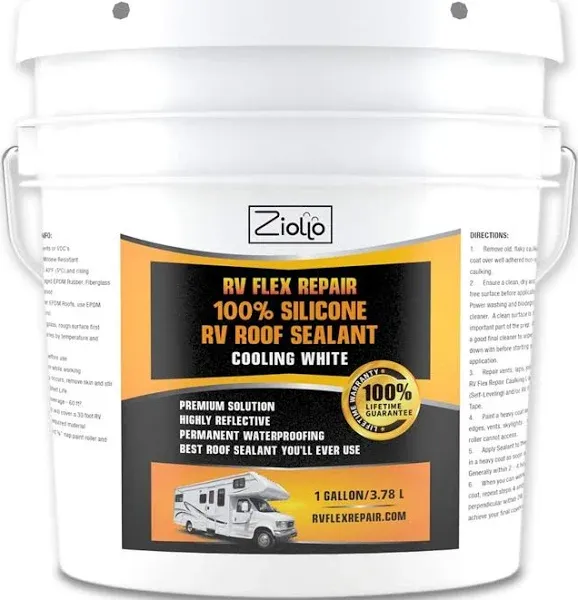 RV Roof Sealant - Silicone Coating for Leak Protection 1 Gallon / White