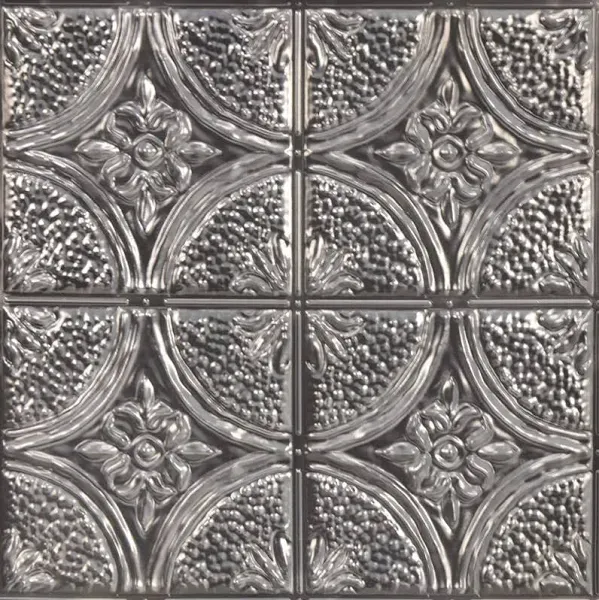 Camden Antique Silver Faux Tin Peel & Stick Backsplash Tiles Metallics