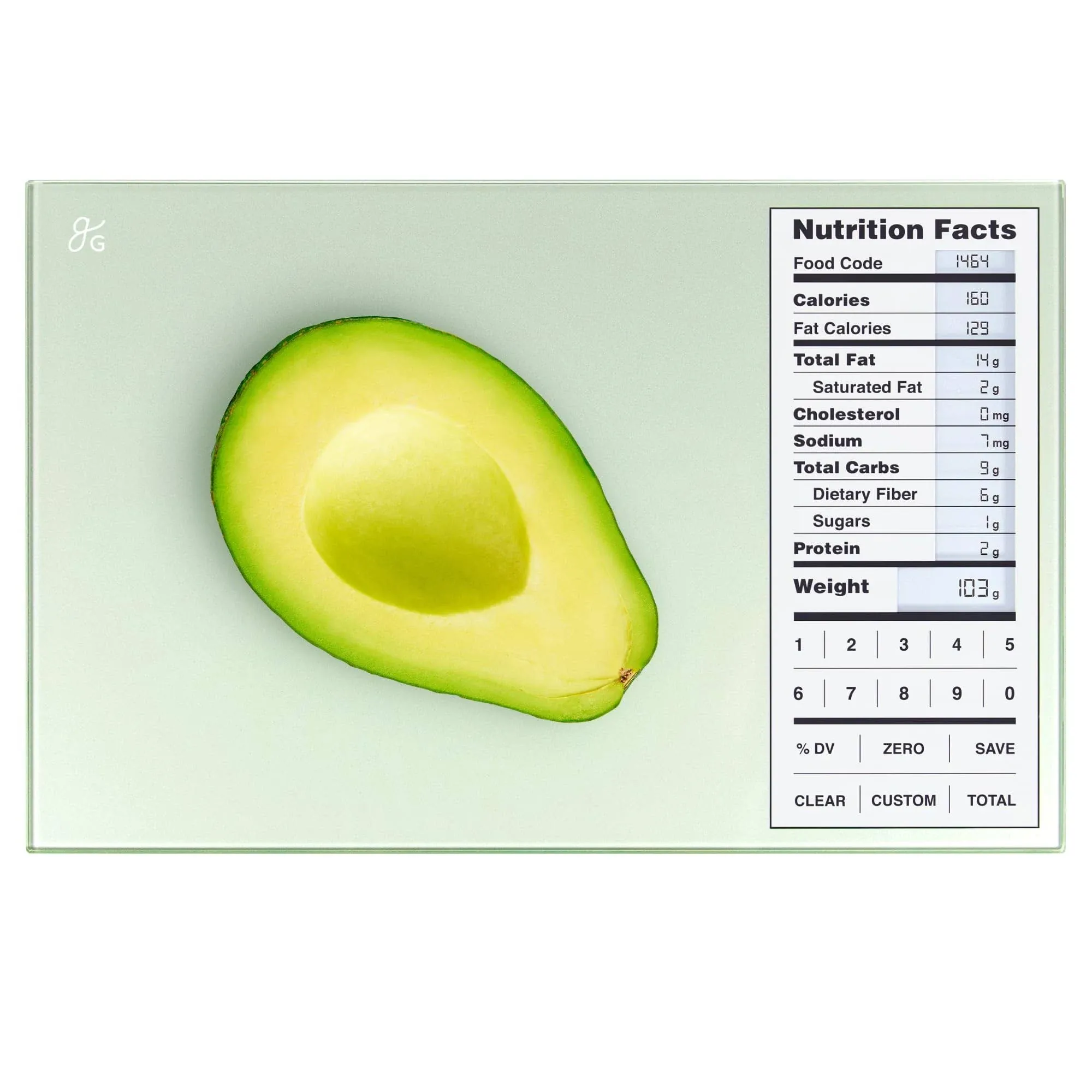 Greater Goods Nutrition Scale, Food Grade Glass, Calorie Counting Scale, Meal Prep Scale, and Weight Loss Scale, Designed in St. Louis, Sage Green