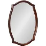 Kate and Laurel Hatherleigh Traditional Scalloped Oval Wall Mirror, 24 x 34, Walnut Brown, Vintage Decorative Wooden Rectangular Mirror for Use in Bathroom, Entryway, or Bedroom