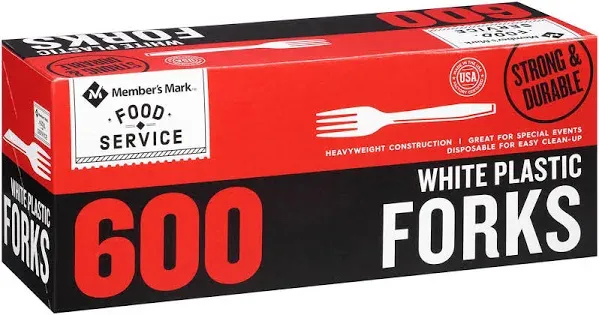 Member&#039;s Mark White Plastic Forks, Heavyweight (600 ct.) FREE DELIVERY ✅