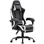 GTRACING Gtwd-200 Gaming Chair with Footrest, Height Adjustable Office Swivel RECLINING, White