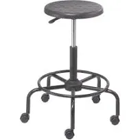 Global Industrial Polyurethane Scooter Stool with Steel Base Black