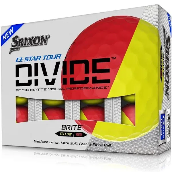 New Srixon Q-Star Tour Divide Golf Balls - Yellow/Blue - 1 Dozen