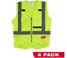 Milwaukee Class 2 Hi Vis Safety Vest 10 Pockets &amp; Glasses Size S/M 48-73-5021AS