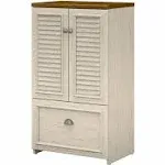 Bush Furniture Fairview Storage Cabinet with Drawer Antique White/Tea