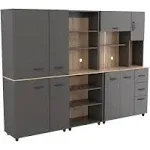 Inval Proforte 3-Piece Garage Cabinet Set in Dark Gray and Maple