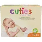 Cuties | Skin Smart, Absorbent & Hypoallergenic Diapers with Flexible & Secure Tabs | Size 1 | 176 Count