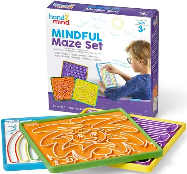 Hand2Mind Mindful Maze Set 3 Unique Double-Sided Breathing Boards Ages 3+