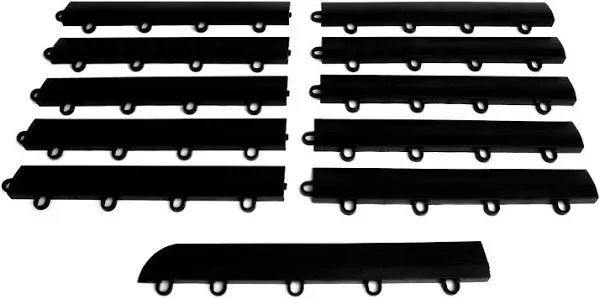 Big Floors Female Transition Edge Kit, Durable Interlocking Modular Garage Floor Edging, Compatible with RaceDeck, GarageTrac and GarageDeck Products, (11 Piece), Black