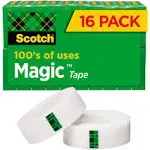 Magic Tape, Invisible, Refill Value Pk, 3/4&#034;x1000&#034; , 16/PK,CL