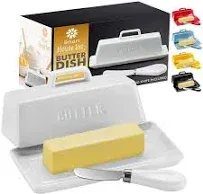 Smart House Inc Ceramic Butter Dish Set with Lid and Knife