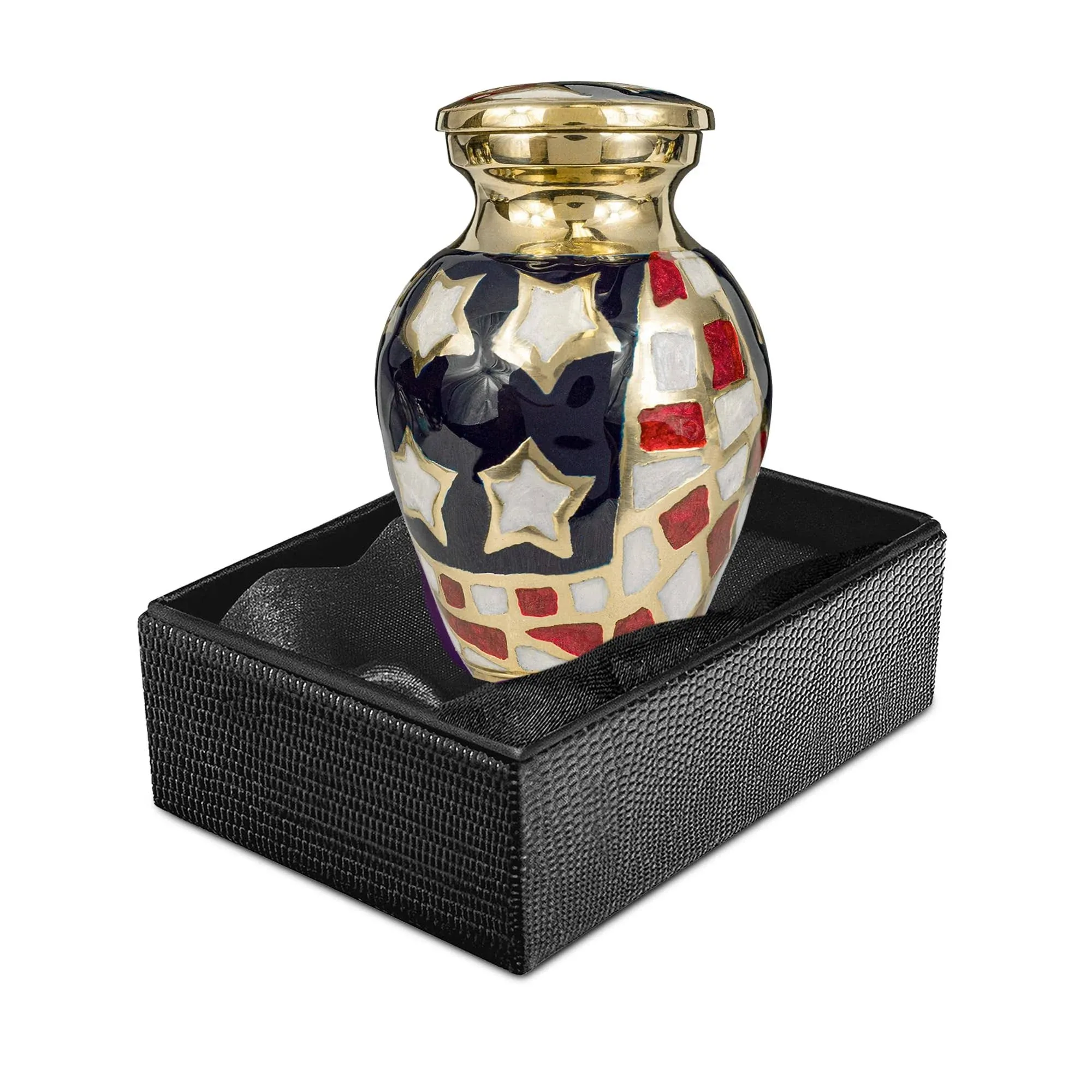 Trupoint Memorials Small Urns for Human Ashes — Keepsake Urns for Ashes, Small Cremation Urns for Human Ashes, Mini Urns for Human Ashes, Small Urns for Ashes — Small, Checkered, American Flag Urn