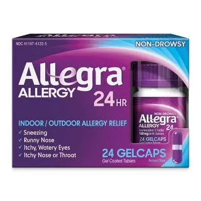 Allegra ALLERGY 180mg 24HR NON DROWSY 8 Gel Caps