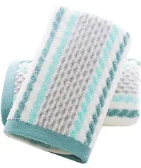 Pidada Hand Towels Set of 4 Striped Pattern 100% Cotton Soft Absorbent Decorative Towel for Bathroom 13.4 x 29.5 Inch (Brown)