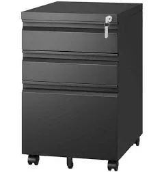 3 Drawer Mobile File Cabinet with Lock