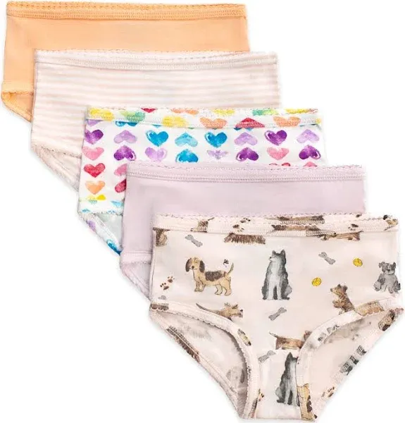 Burt's Bees Baby Toddler Girls' Organic Cotton Tag-Free Underwear Pack (5 Pack