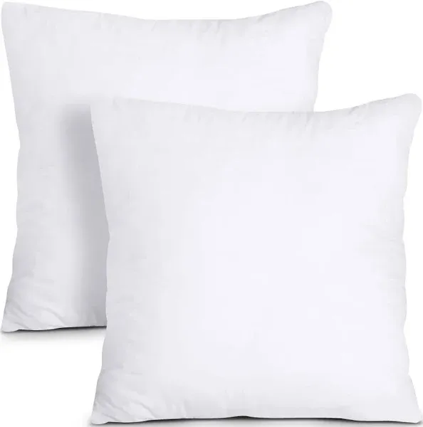 Throw Pillows Insert (Pack of 2, White) - 6 Optional Sizes - Bed and Couch Pillows - Indoor Decorative Pillows (18" × 18")