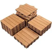 Yaheetech 27pcs Interlocking Wood Flooring Tiles for Patio Garden Deck