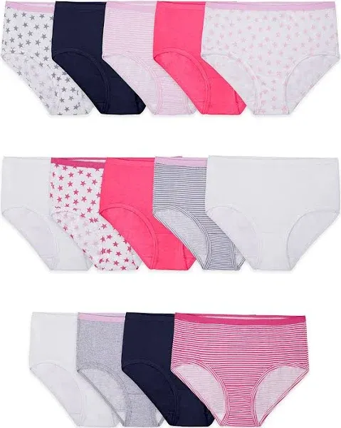 Fruit of the Loom ~ Girls Tagless 14-Pair Underwear Briefs Cotton (A) ~ Size 4