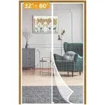 Yotache White Magnetic Screen Door Fits Door Size 32 x 80, Screen Size 34" x 81" High Density Mesh Curtain for Back Walk Through Door with Windproof