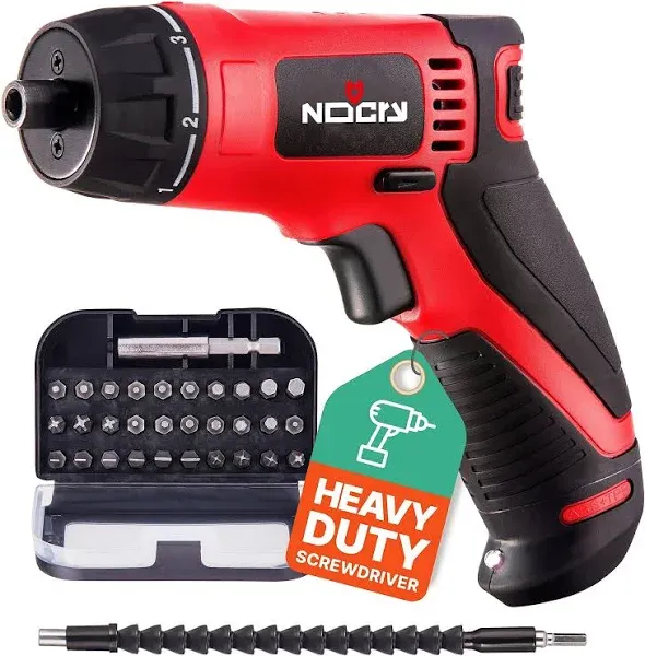 NoCry Commercial Grade Electric Screwdriver Cordless with Built-in LED Light - Cordless Screwdriver Kit with 31pcs Screw Bits - Rechargeable Battery, 10 Nm Torque and Adjustable Power Screwdriver Set