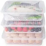 77L Food Storage Container, (3-pack) Plastic Food Containers with Removable Drain Plate and Lid, Stackable Portable Freezer Storage Containers - Tray