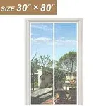 Yotache White Upgraded Polyester Magnetic Screen Door Fits Door Size 30 x 80, Screen Size 32" x 81" Heavy Duty for Home Apartment Door with Full