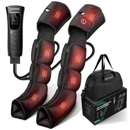 KNQZE Leg Massager with Heat for Circulation and Pain Relief, Foot and Leg Massager with Air Compression, Calf Thigh Foot Massage with 6 Modes 3 Intensities for Home Use, Gift for Dad Mom